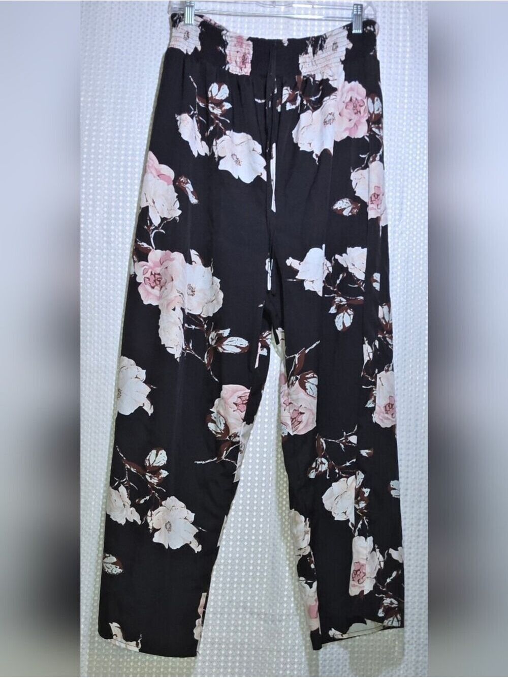 Romantic Floral Palazzo Pants Wide Leg Boho Resort Vacation Cottagecore Size L - Picture 11 of 15